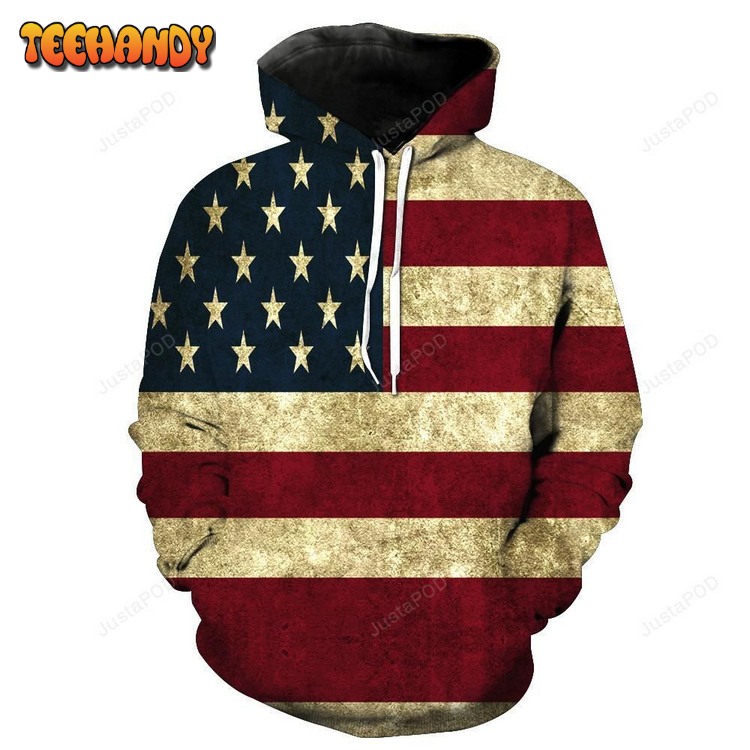 Vintage American Flag Pullover 3D Hoodie