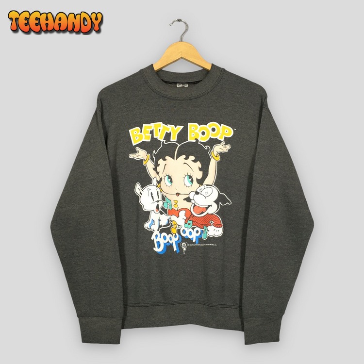 Vintage Betty Boop Cartoon Gray T Shirt Sweatshirt