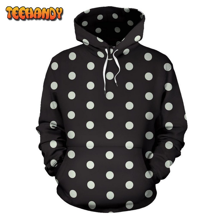 Vintage Black White Polka dot Pattern Print All Over Graphic Pullover 3D Hoodie