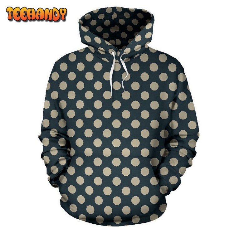 Vintage Navy Blue White Polka dot Pattern Print All Over Graphic Pullover 3D Hoodie