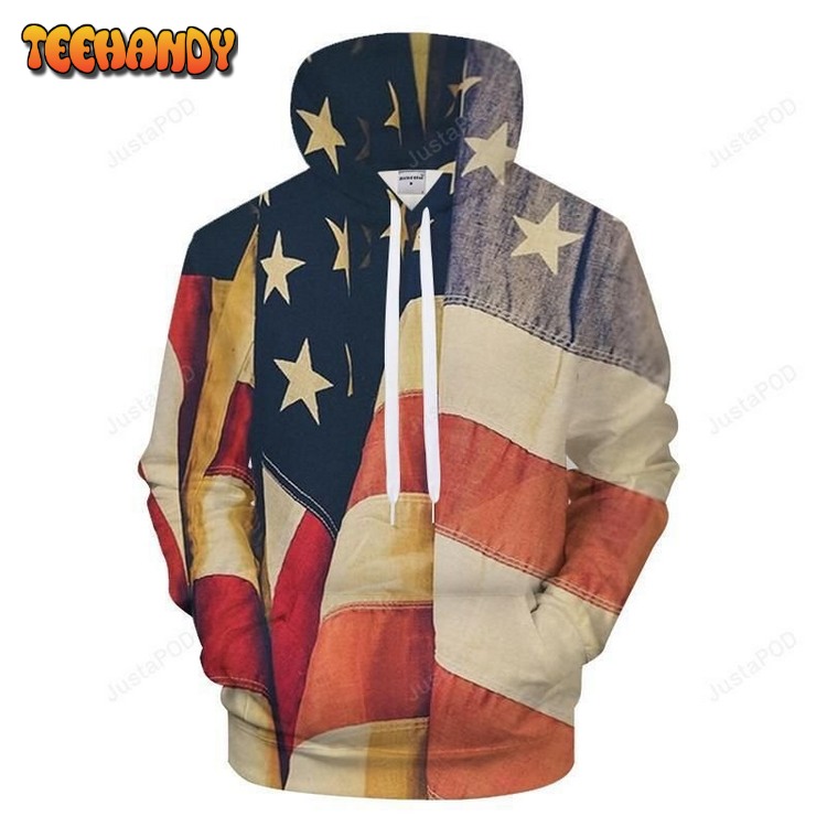 Vintage United States Flag Pullover 3D Hoodie