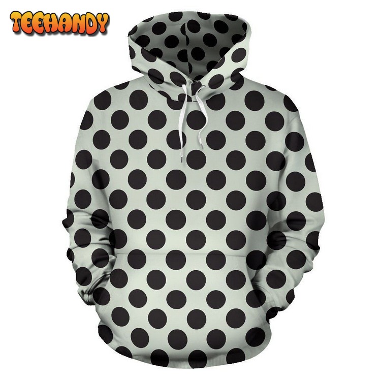 Vintage White Black Polka dot Pattern Print All Over Graphic Pullover 3D Hoodie