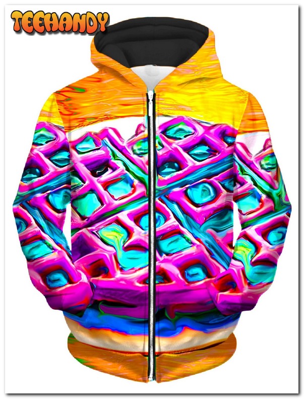 Waffles Unisex Zip-Up Pullover 3D Hoodie