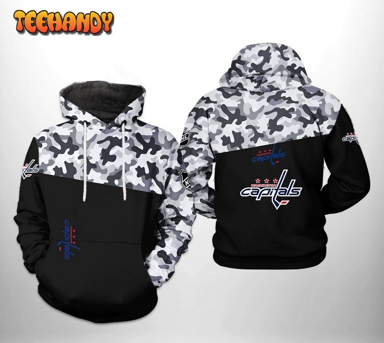 Washington Capitals NHL Camo Veteran 3D Printed Hoodie