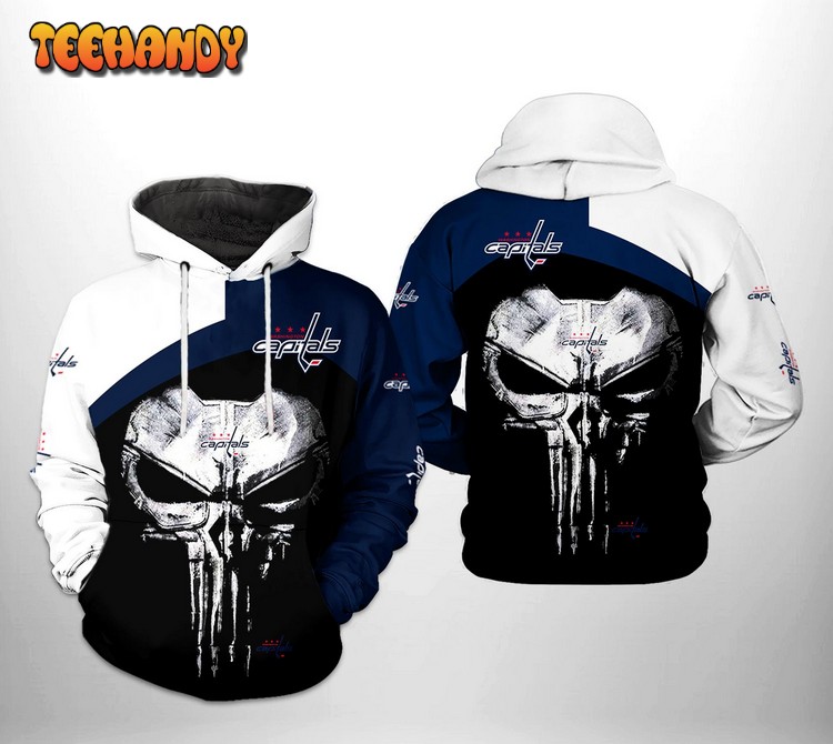 Washington Capitals NHL Skull Punisher 3D Printed Hoodie