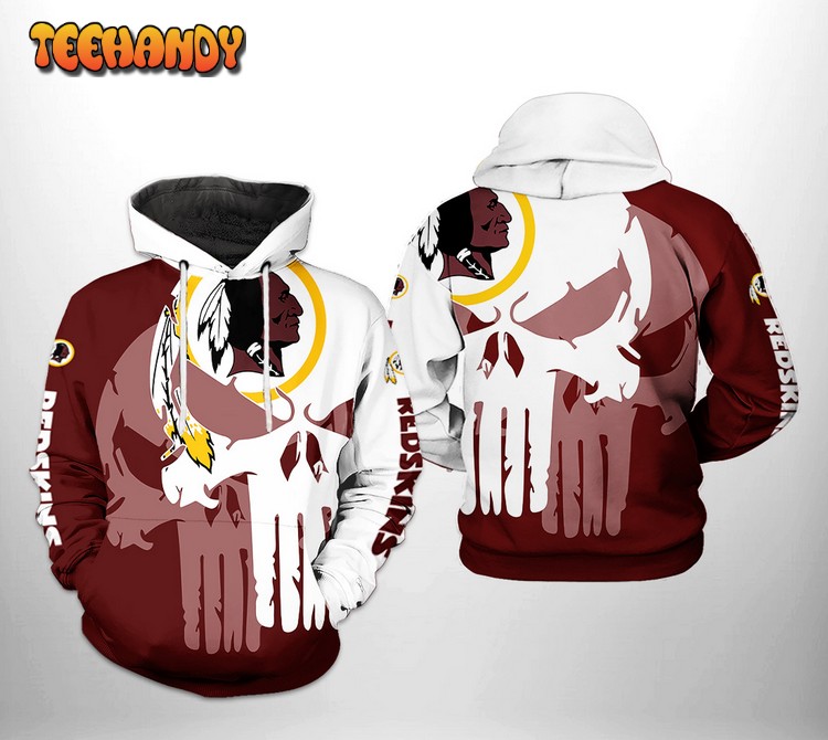 Washington Redskins NFL Team Skull 3D Printed Hoodie