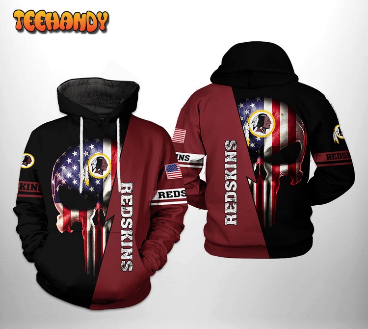 Washington Redskins NFL US Flag Skull Team 3D Hoodie