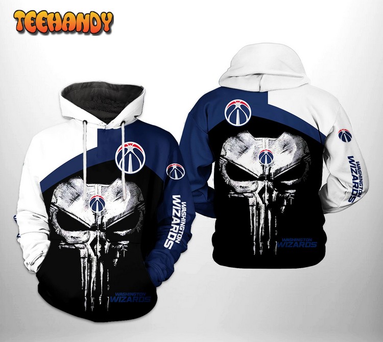 Washington Wizards NBA Skull Punisher Team 3D Hoodie