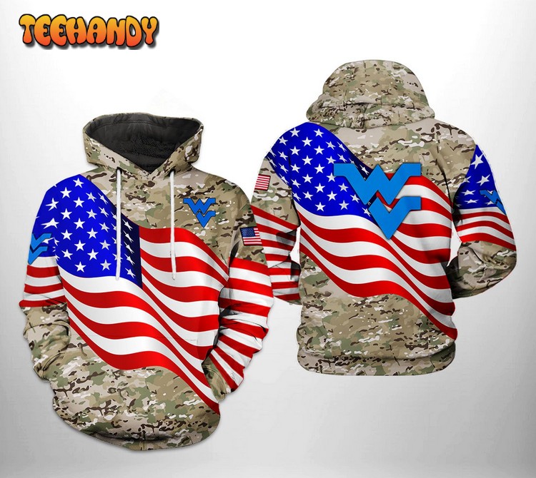 West Virginia Mountaineer NCAA US Flag Camo Veteran Hoodie