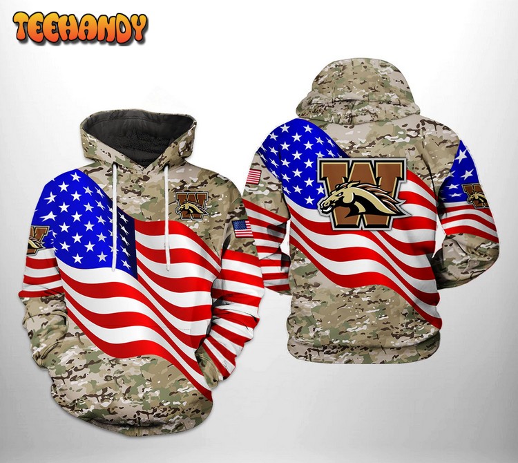 Western Michigan Broncos NCAA US Flag Camo Veteran Hoodie