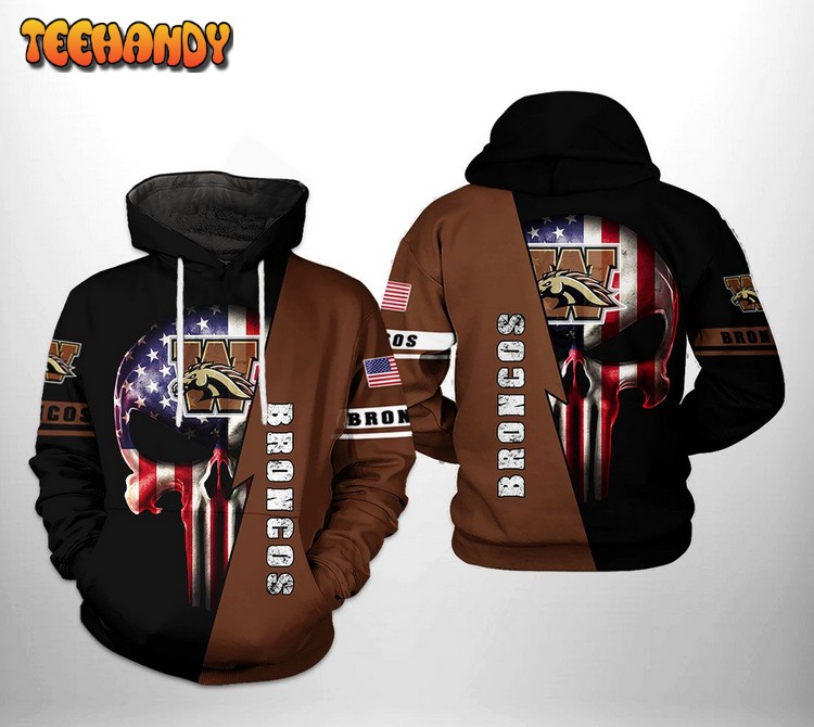 Western Michigan Broncos NCAA US Flag Skull Hoodie