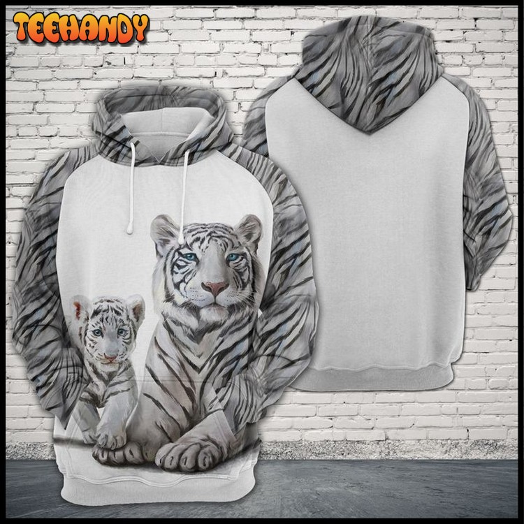 White Tiger Family 3D Printed Hoodie Zipper Hoodie