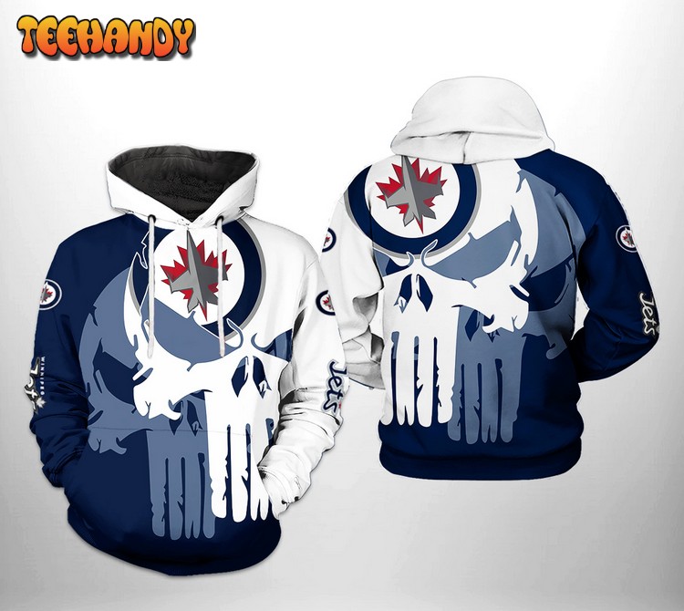 Winnipeg Jets NHL Team Skull 3D Printed Hoodie Zipper Hoodie