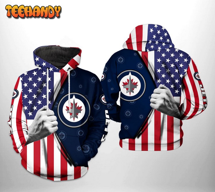 Winnipeg Jets NHL US FLag 3D Printed Hoodie Zipper Hoodie