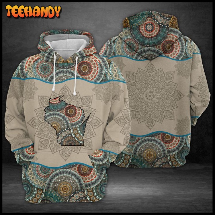 Wisconsin State Mandala 3D Printed Hoodie Zipper Hoodie