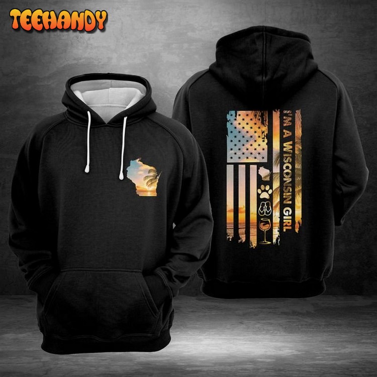 Wisconsin Us Girl 3D Printed Hoodie Zipper Hoodie