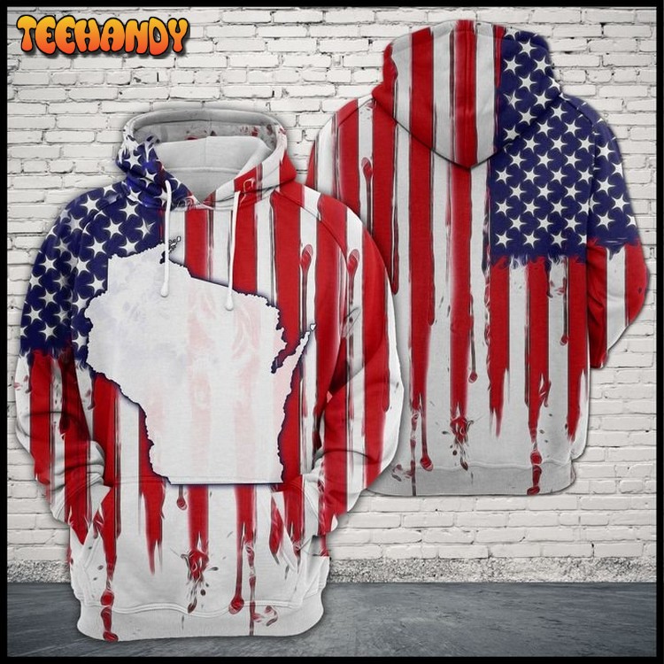 Wisconsin Usa Flag 3D Printed Hoodie Zipper Hoodie