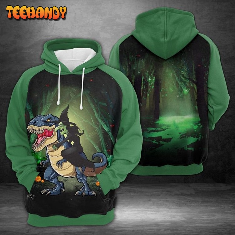 Witch Ride T-rex 3D Printed Hoodie Zipper Hoodie