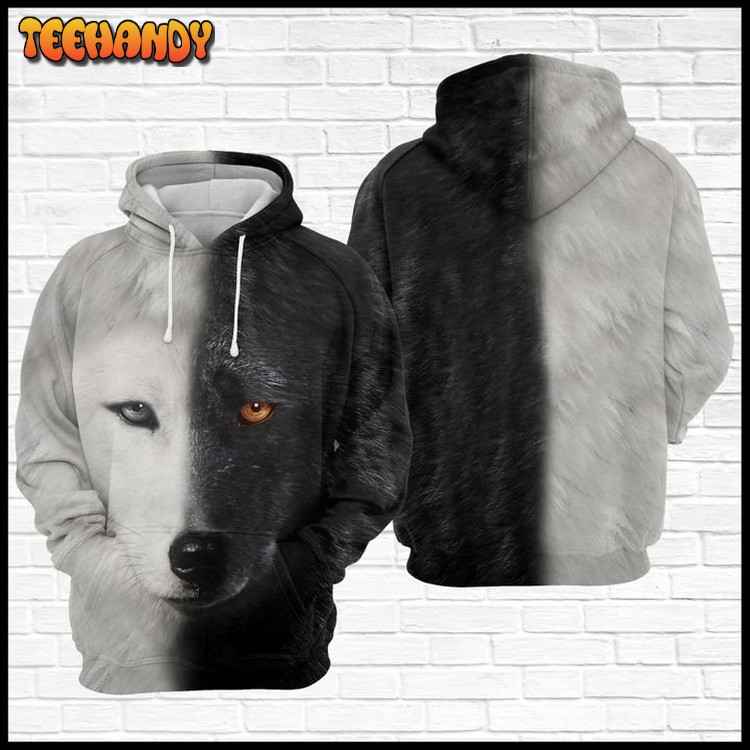 Wolf Black And White 3D Printed Hoodie Zipper Hoodie