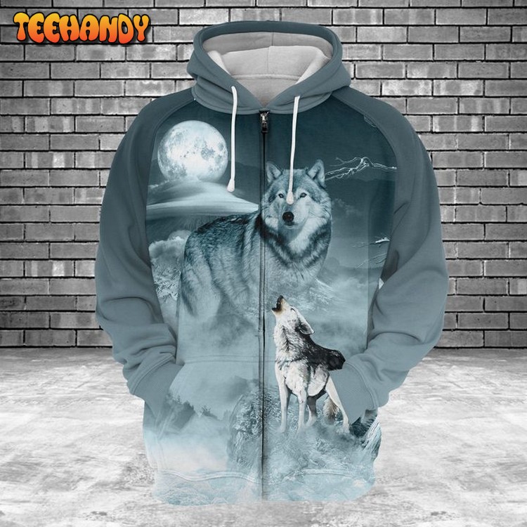 Wolf Cool Night 3D Printed Hoodie Zipper Hoodie