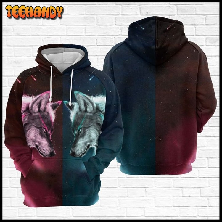 Wolf Galaxy 3D Printed Hoodie Zipper Hoodie