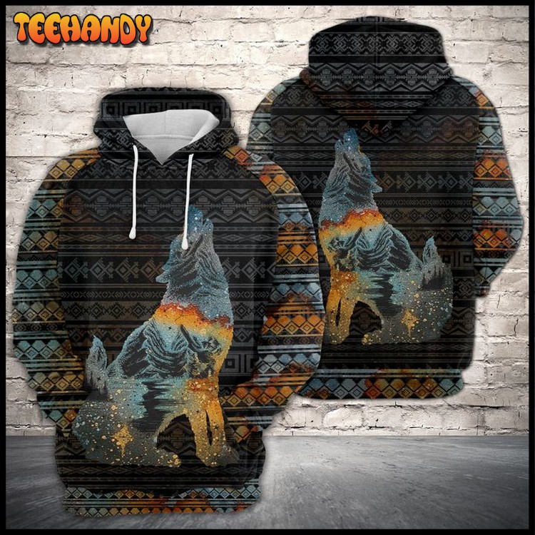 Wolf Galaxy Native Pattern 3D Printed Hoodie Zipper Hoodie