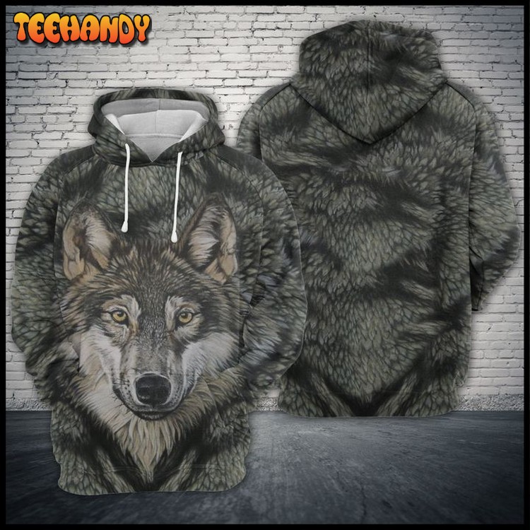 Wolf On Fuax Fur 3D Printed Hoodie Zipper Hoodie