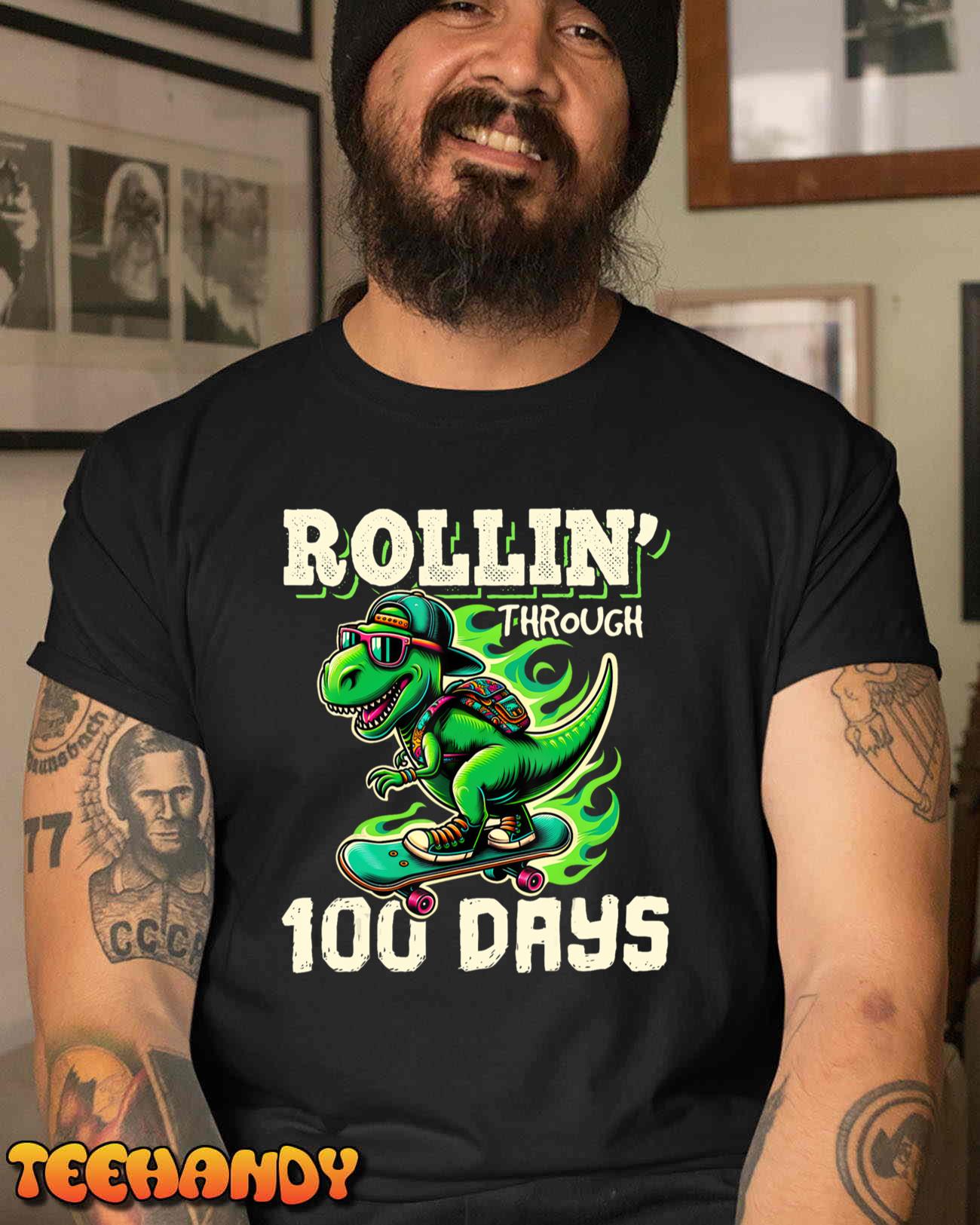 100 Days of School Boys Teacher 100th Day T Rex Outfit T-Shirt