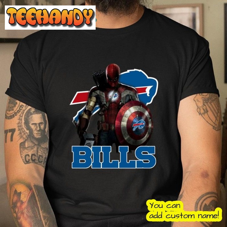 Captain America Thor Spider Man Hawkeye Avengers Endgame Buffalo Bills Logo T Shirt