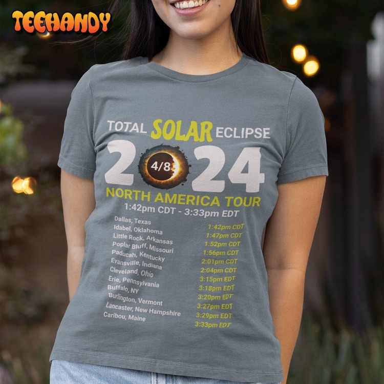 Comfort Colors Solar Eclipse Tour 2024 Shirt, North America Eclipse 2024 T-Shirt