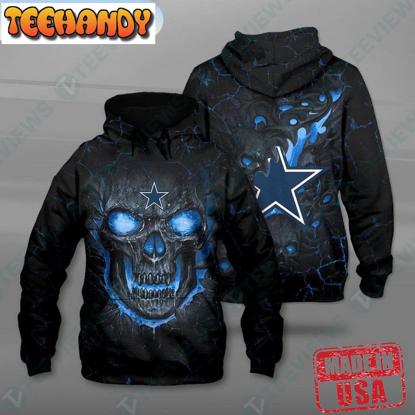 Dallas Cowboys Nfl Hello Darkness My Old Friend Skull 3D Graphic Hoodies