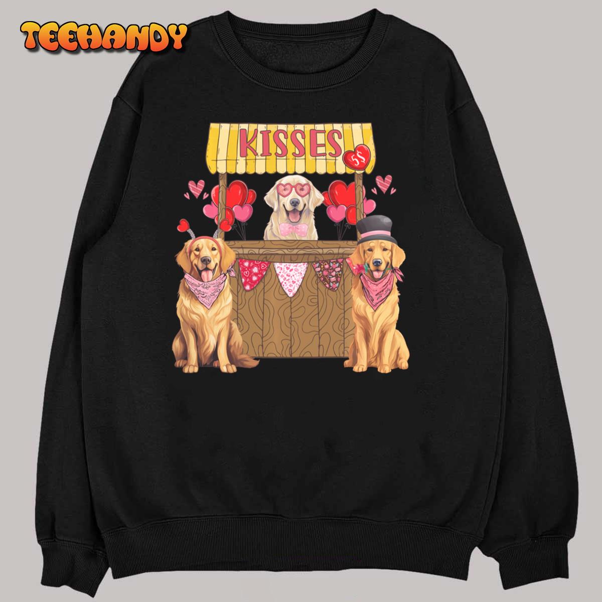 Golden Dog Kisses Booth Golden Retriever Valentine’s Day Sweatshirt