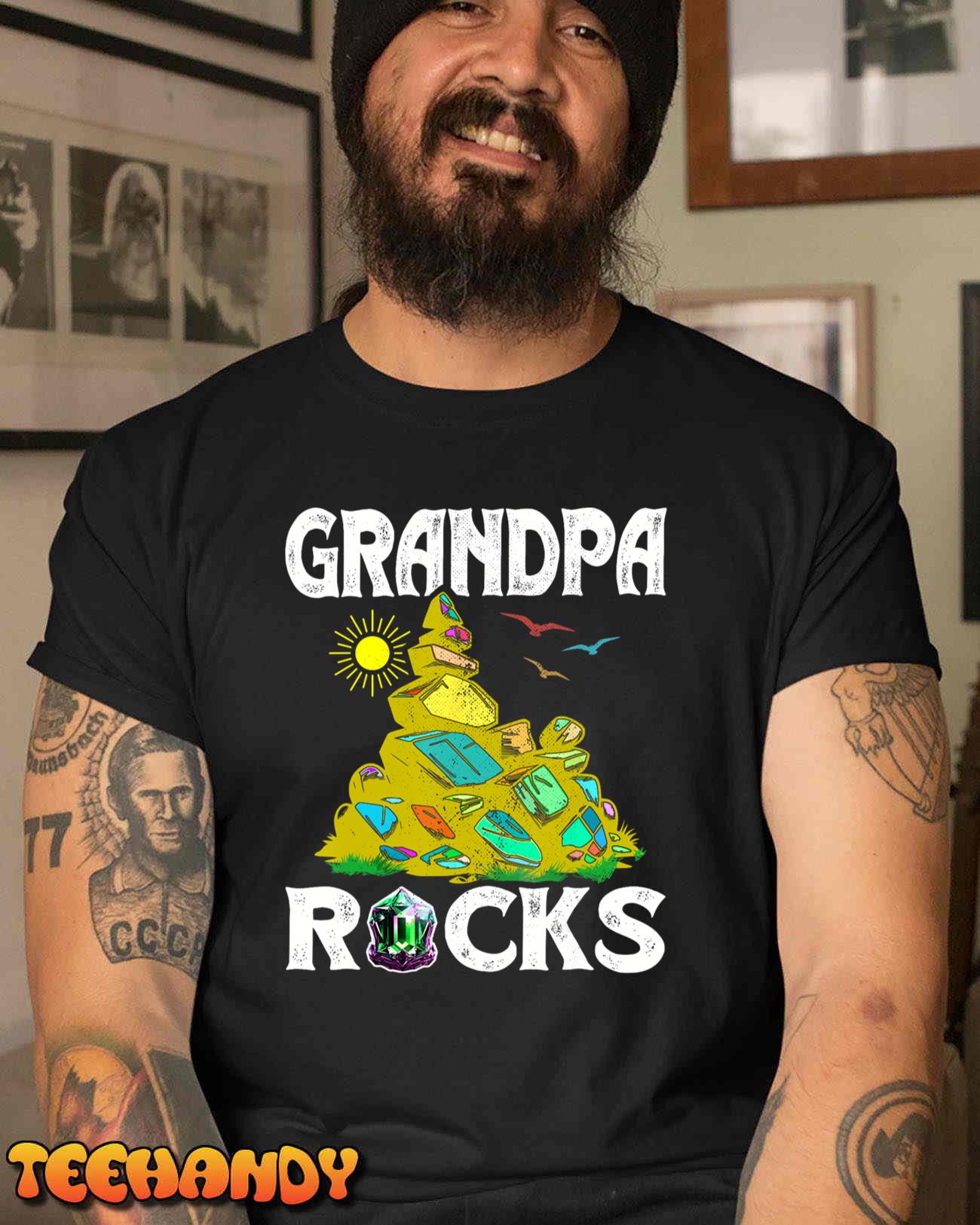 Grandpa Rocks Archaeologist Minerals Fossil Collectors Mens T-Shirt