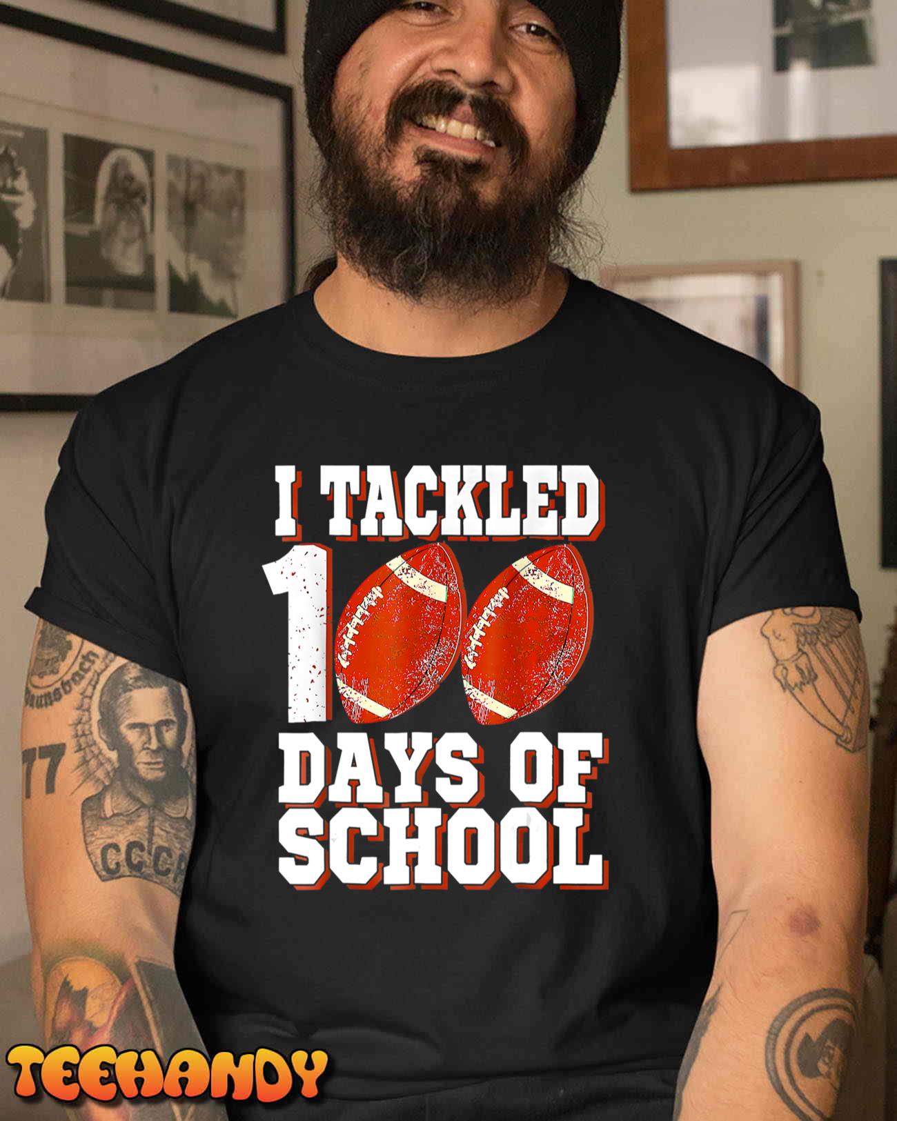 I Tackled 100 Days Of School Football 100th Day Boys Kids T-Shirt