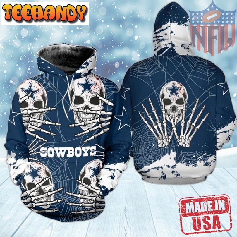 Mens 3D Dallas Cowboys Skull Graphic Halloween Hoodie