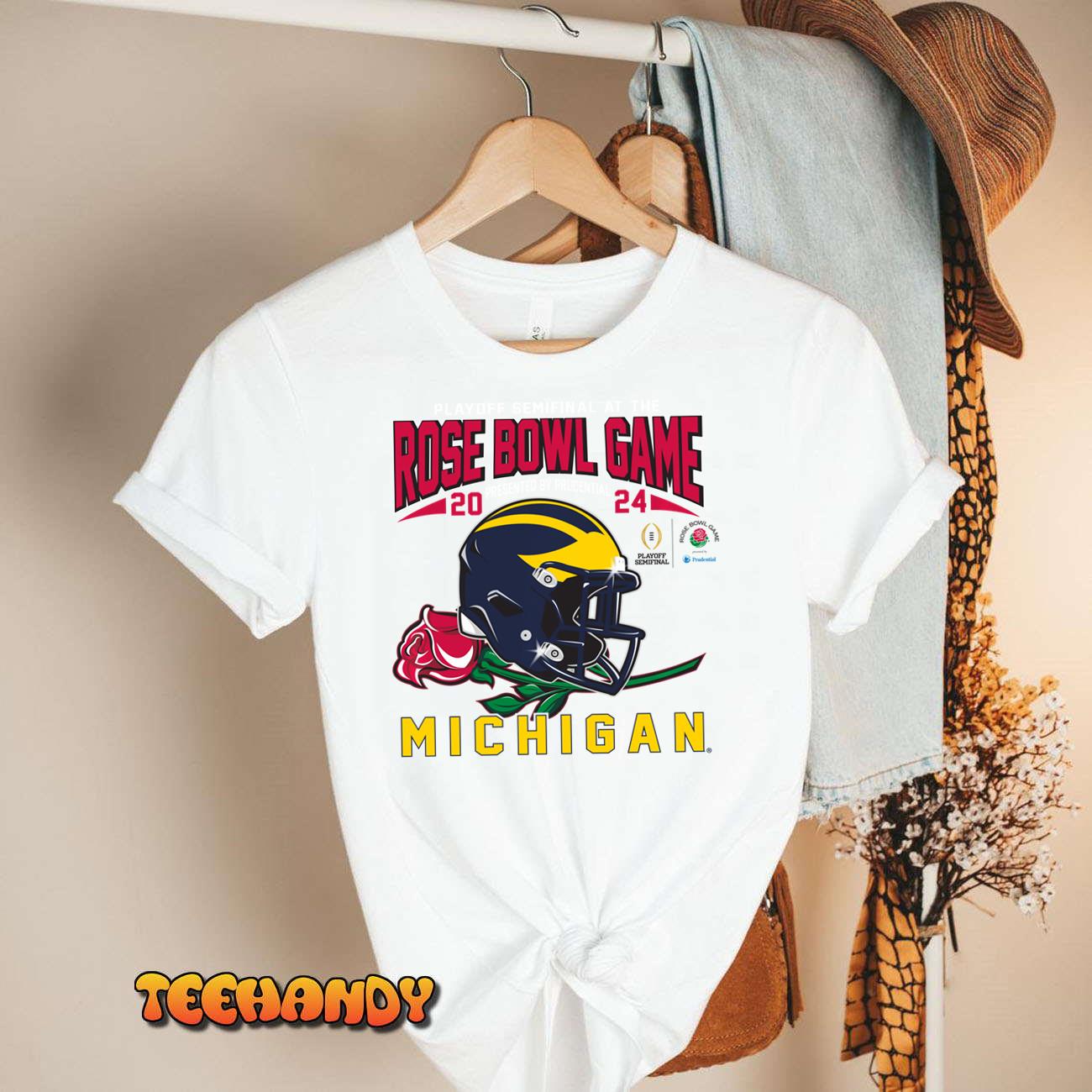 Michigan Wolverines 2024 CFP Semi Rose Bowl Gray Football Sweatshirt