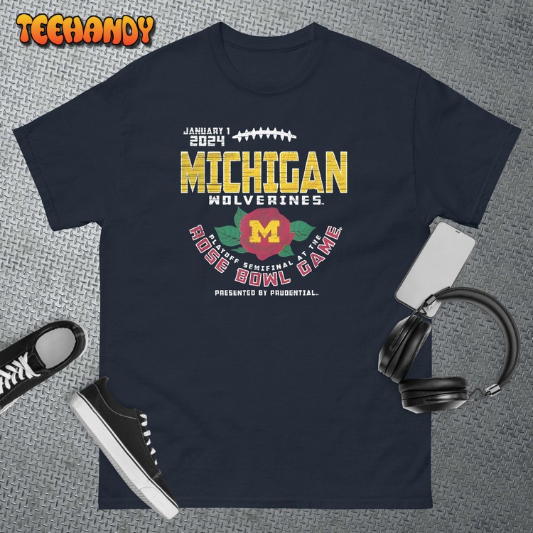 Michigan Wolverines Rose Bowl 2024 CFP Semi Vintage Flower T-Shirt