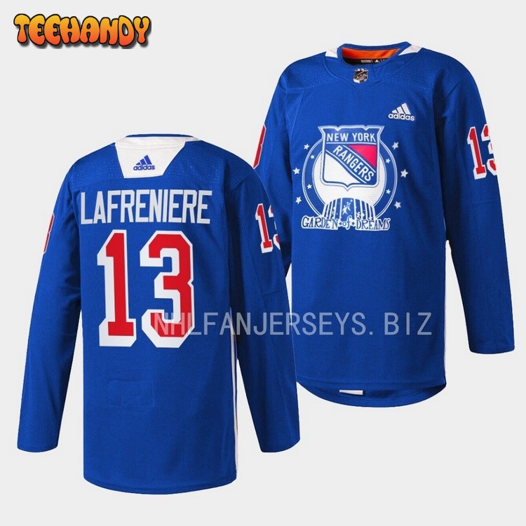New York Rangers Alexis Lafreniere Garden of Dreams Blue Jersey