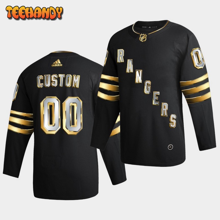 New York Rangers Custom Golden Edition Limited Black Jersey