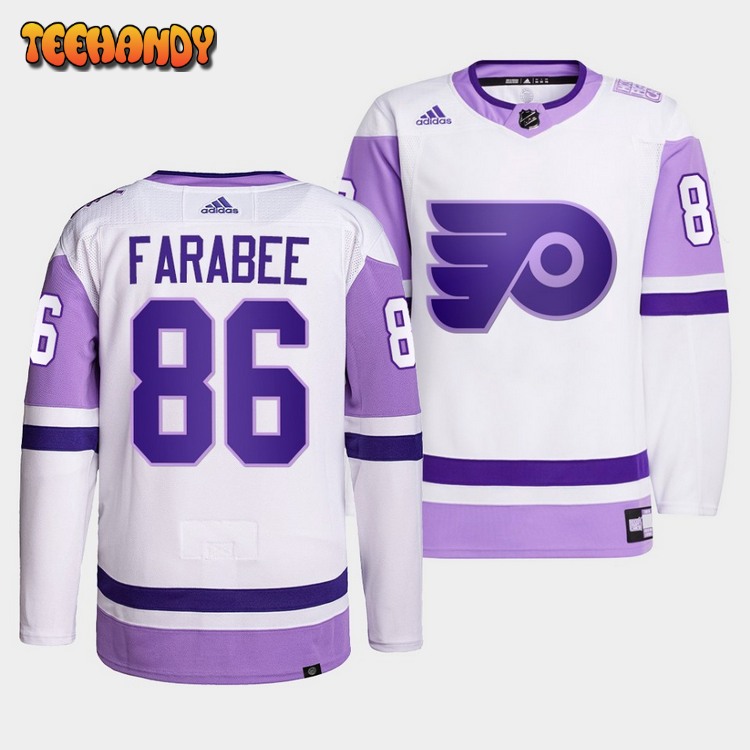 Philadelphia Flyers Joel Farabee HockeyFightsCancer White Jersey