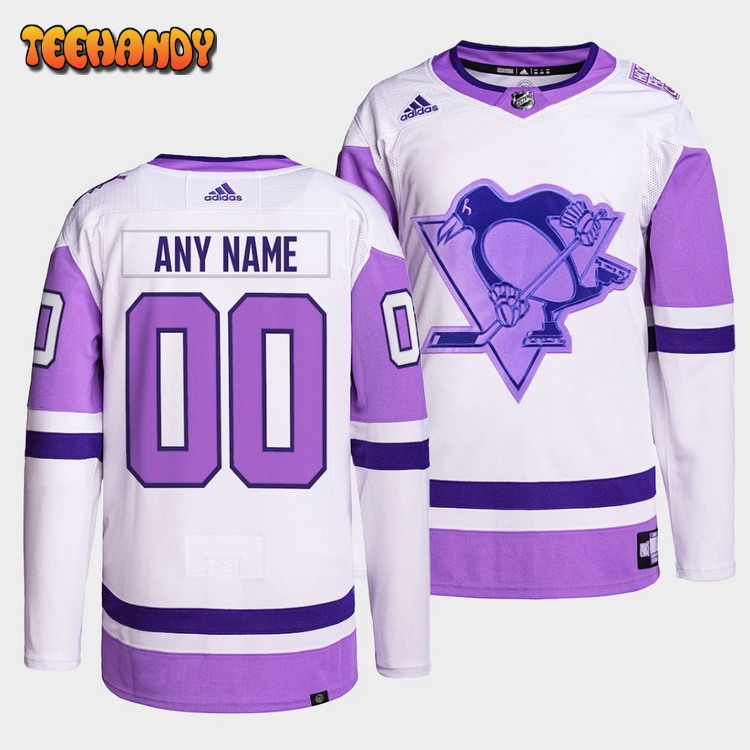 Pittsburgh Penguins Custom Hockey Fights Cancer White Purple Jersey