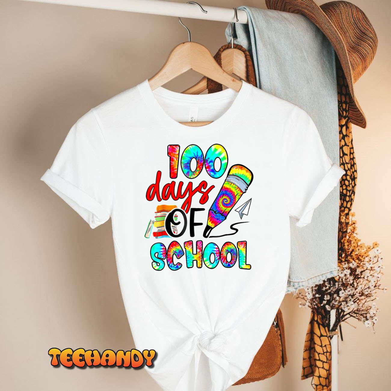 Tie Dye Happy 100th Day Of School Teacher Student 100 Days T-Shirt