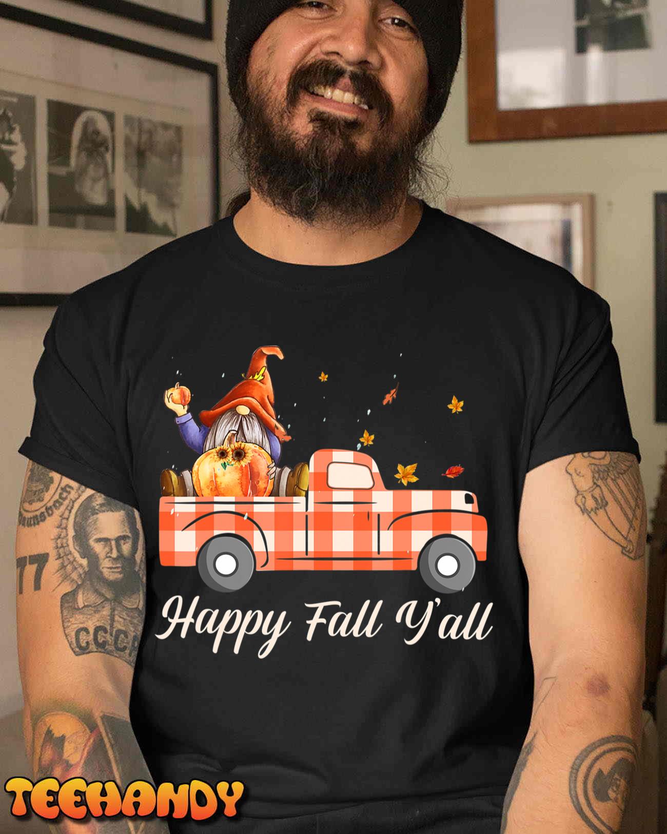 Tu Happy Fall Y’all Gnome Truck Thanksgiving Costume Autumn T-Shirt