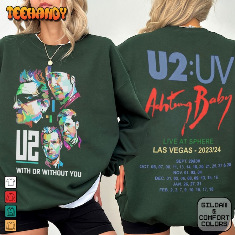 U2 Achtung Baby Live At Sphere Tour 2024 Shirt, Classic Rock U2 Tour 2024 Sweatshirt
