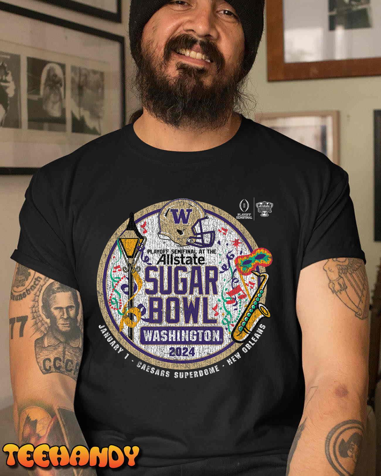 Washington Huskies 2024 CFP Semi Sugar Bowl Vintage Logo T-Shirt