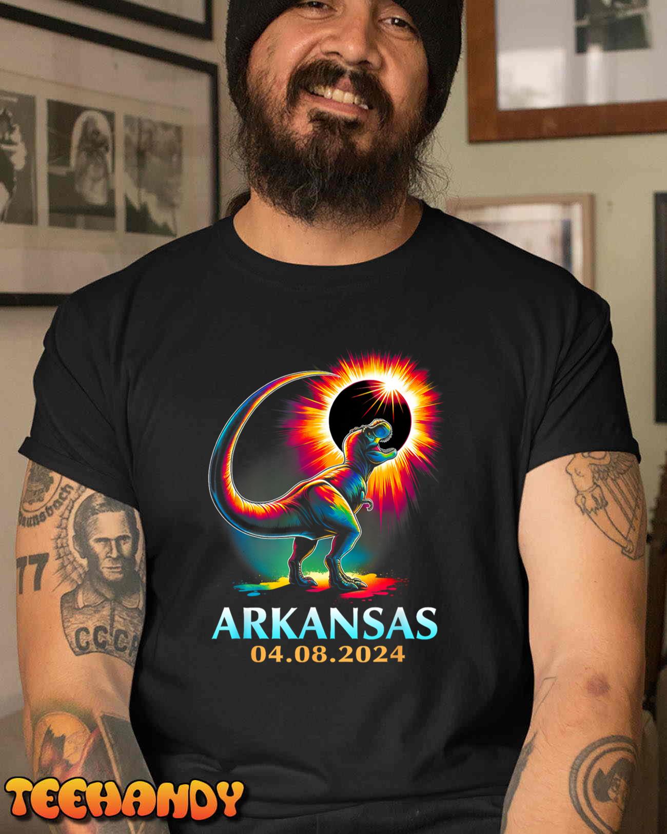 Arkansas Totality Total Solar Eclipse 2024 T Rex Dinosaur T-Shirt