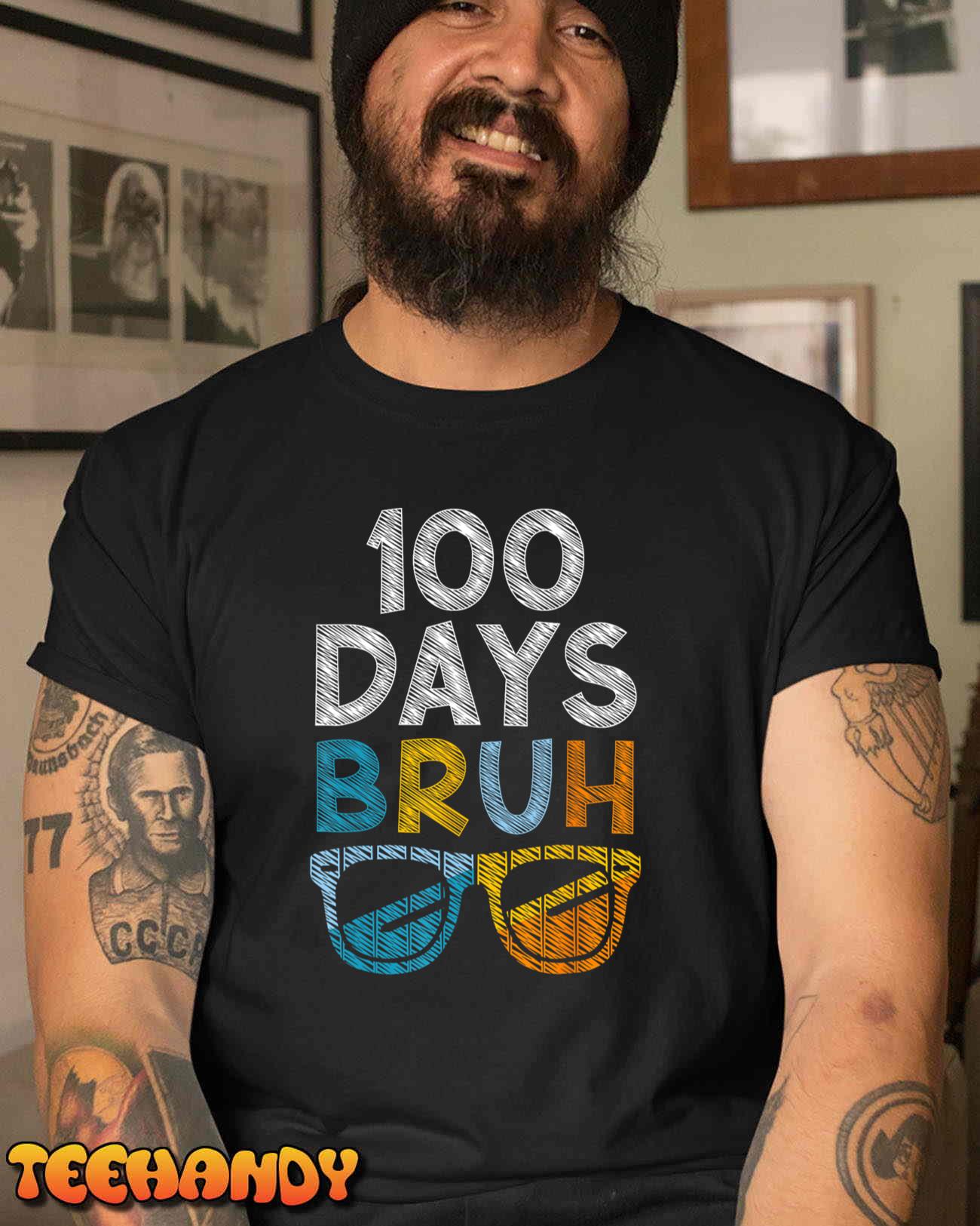 Bruh 100 Days Of School 100th Day Of School sunglasses kids T-Shirt