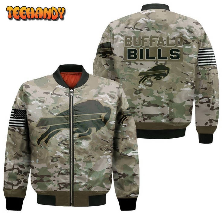 Buffalo Bills Camo Pattern 3d Jersey Bomber Jacket