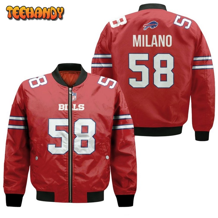 Buffalo Bills Matt Milano #58 Great Player Nfl American Football Red Bomber Jacket