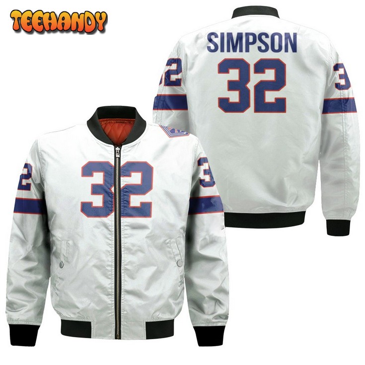 Buffalo Bills O J Simpson #32 Great Player Nfl American Football Team White Bomber Jacket